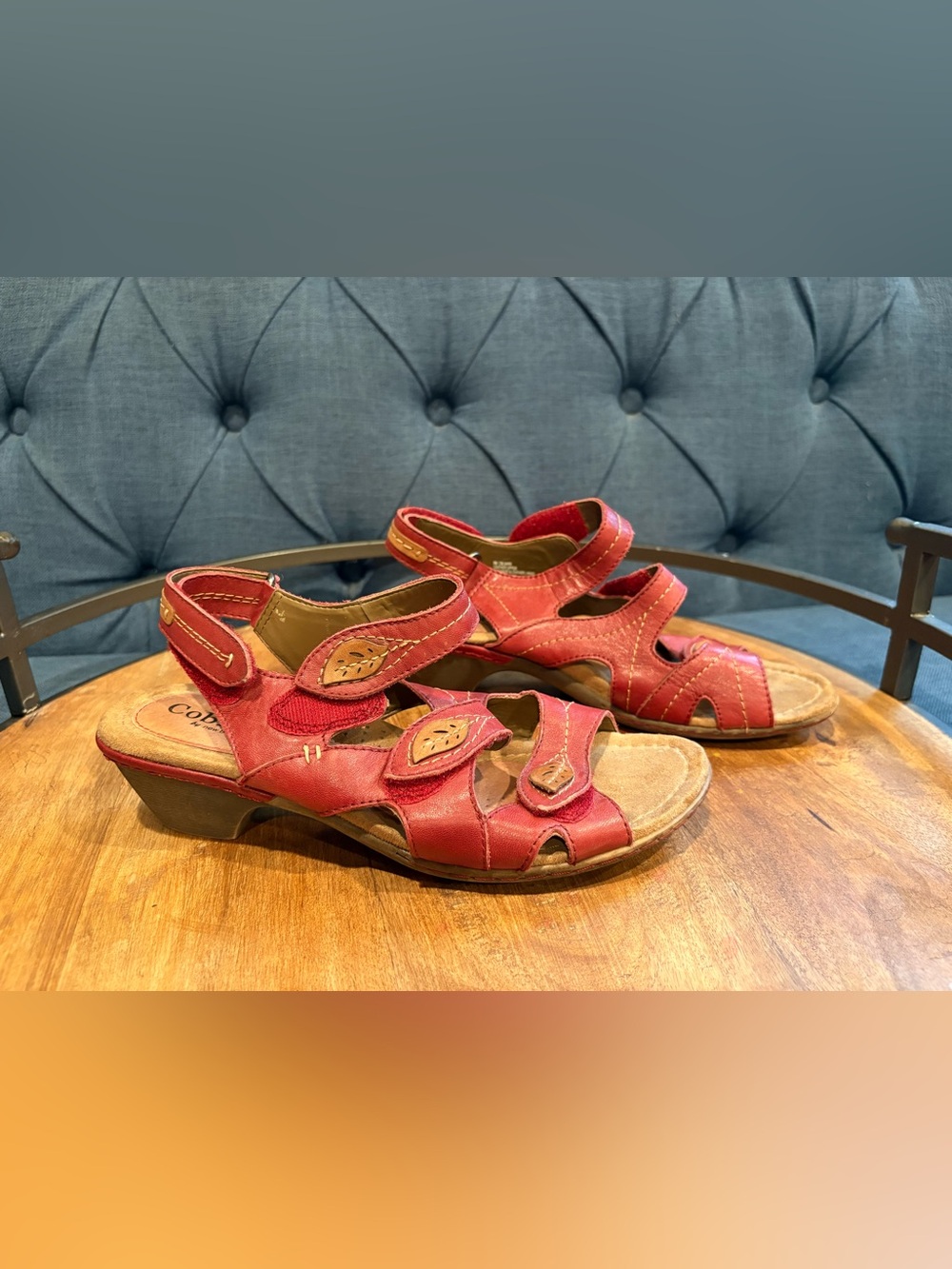 Comfortable Red Leather Women's Sandals with Adjustable Straps